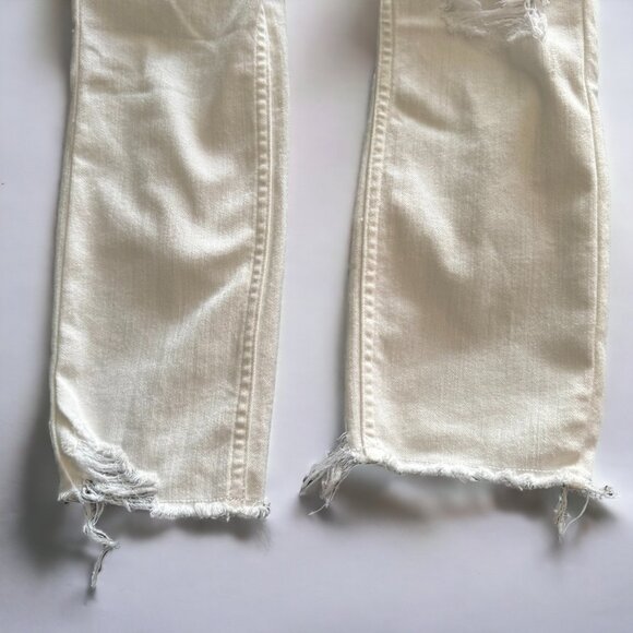 ⚡️QUICKSALE!⚡️ NEW Abercrombie Destroyed Curve Love High Rise Mom Jean in White - Picture 10 of 13
